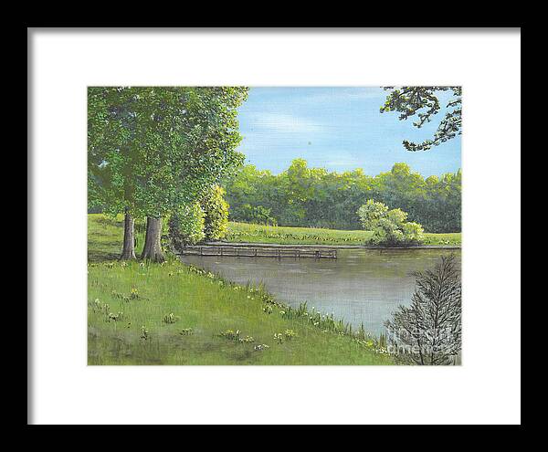  Framed Print featuring the painting Farm Pond by J L Collins