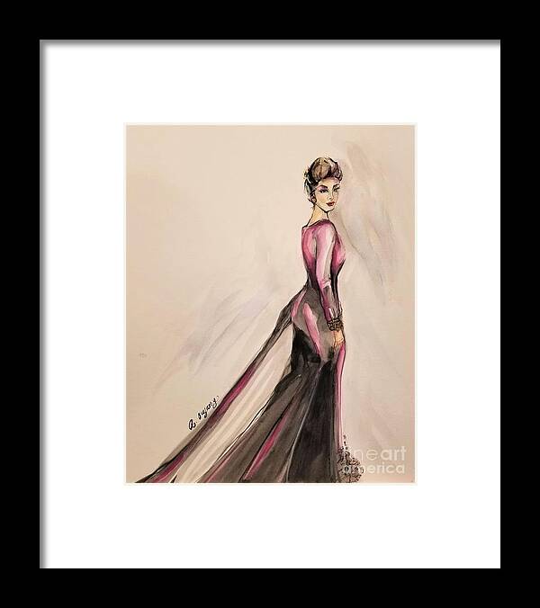Chinese Brush Painting Framed Print featuring the painting Fashion Figure 2020 by Leslie Ouyang