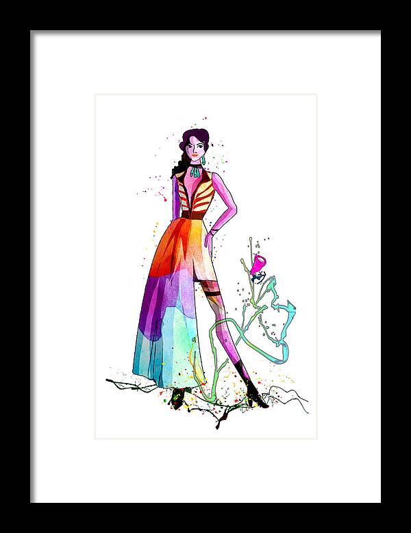 Woman Framed Print featuring the mixed media Fashion Model 08 by Miki De Goodaboom