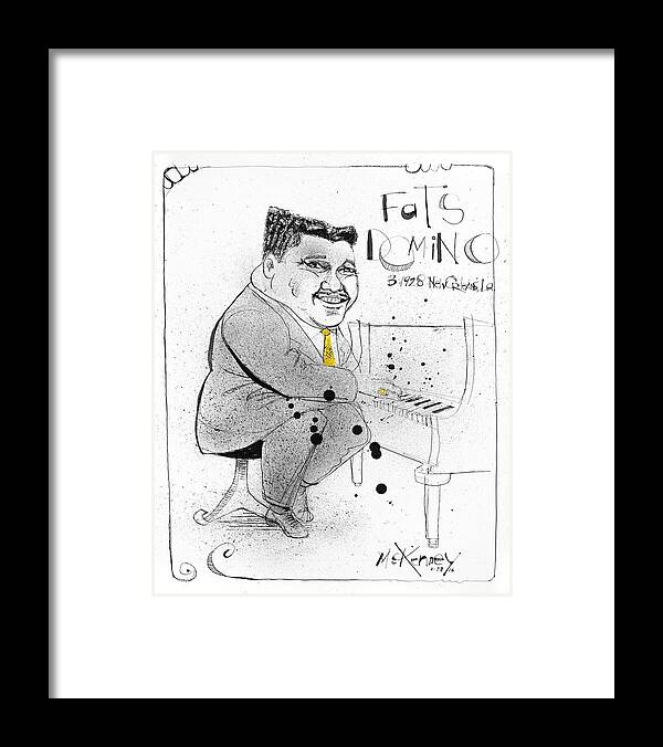  Framed Print featuring the drawing Fats Domino by Phil Mckenney