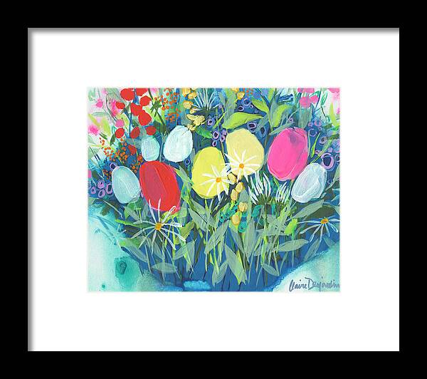Abstract Framed Print featuring the painting Feel Like April by Claire Desjardins
