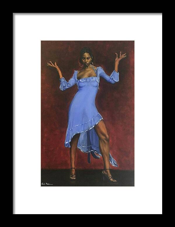 Blue Dress Framed Print featuring the painting Feeling It by Victor Thomason