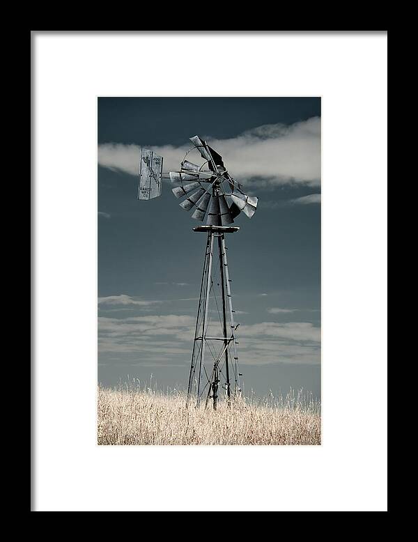 Windmill Framed Print featuring the photograph Feeling Winded - 1 of 2 - broken Baker windmill on the ND prairie by Peter Herman