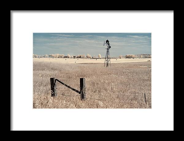 Windmill Framed Print featuring the photograph Feeling Winded - 2 of 2 - broken Baker windmill on the ND prairie by Peter Herman