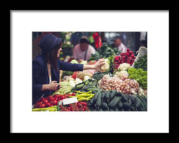 People Framed Print featuring the photograph Female At Market Place by Dangubic