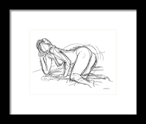 Female Erotic Drawings Framed Print featuring the drawing Female Erotic Sketches 2 by Gordon Punt