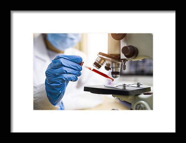 Stem Cell Framed Print featuring the photograph Female Scientist in Lab by Thana Prasongsin