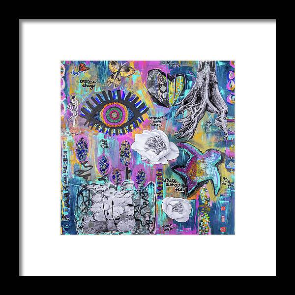 Turtle Framed Print featuring the mixed media Feminine Intuition by Kim Sowa