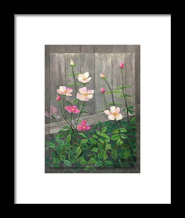Landscape Framed Print featuring the painting Fence on Fence 1 by Melanie Lewis