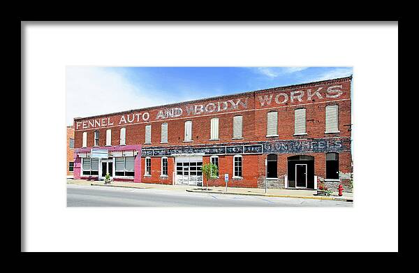 Fennel Auto And Body Works Framed Print featuring the photograph Fennel Auto Body Works Building by David Lawson