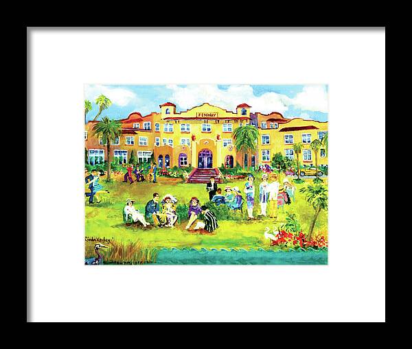 Fenway Hotel Framed Print featuring the painting Fenway Garden Party, 1926 by Linda Kegley