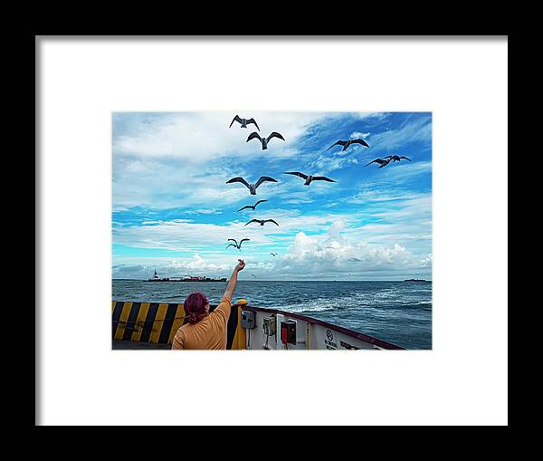 Galveston Framed Print featuring the photograph Ferry Ride by Jerry Connally
