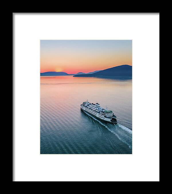 Sunset Framed Print featuring the photograph Ferry Sunset2 Vertical by Michael Rauwolf