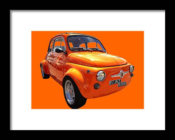Fiat 500 Framed Print featuring the photograph Fiat 500 Orange by Worldwide Photography