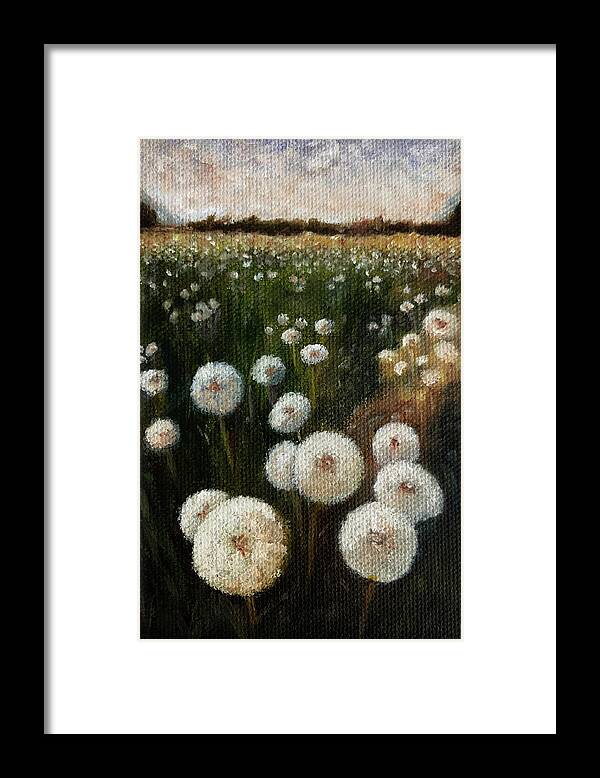 Dandelion Framed Print featuring the painting Field of Wishes by Tracy Hutchinson