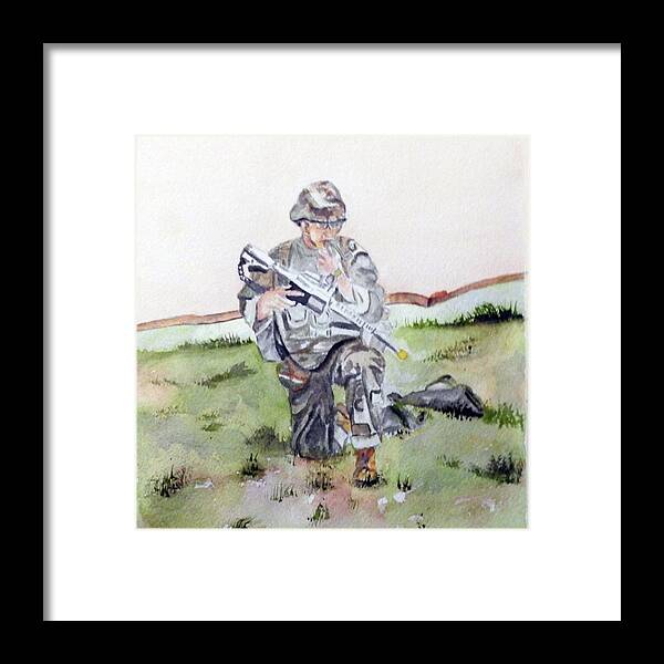 Basic Framed Print featuring the painting Field Training by Barbara F Johnson