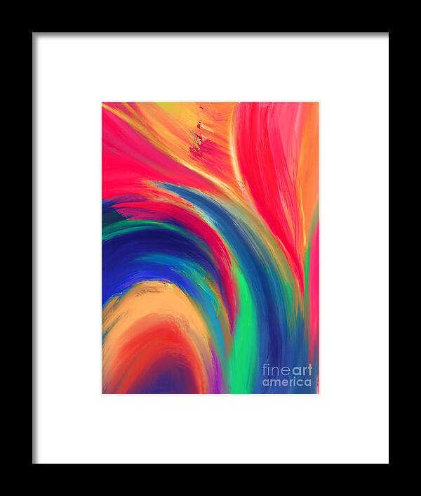 Abstract Framed Print featuring the digital art Fiery Fire - Modern Colorful Abstract Digital Art by Sambel Pedes