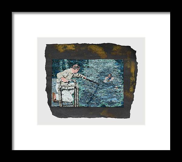 Glass Framed Print featuring the mixed media Fig. 43. Extension using pole. by Matthew Lazure