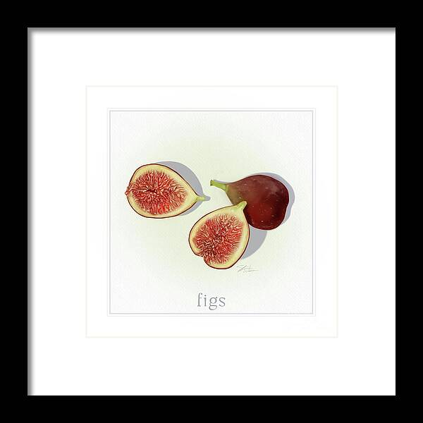 Fruit Framed Print featuring the mixed media Figs Fresh Fruits by Shari Warren