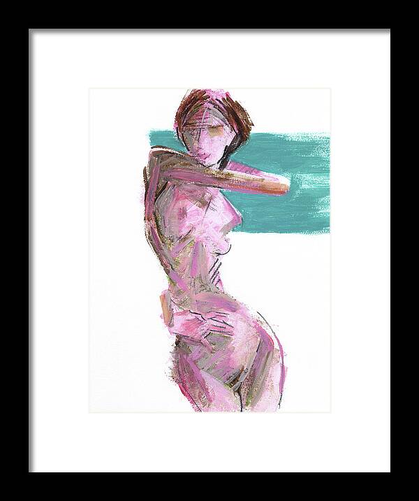 Figure Framed Print featuring the drawing Figure 221610 by Chris N Rohrbach