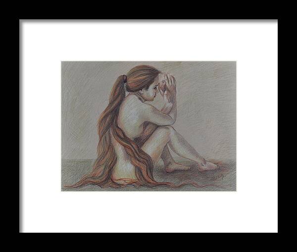 Figure Framed Print featuring the drawing Figure 3 by David Hardesty
