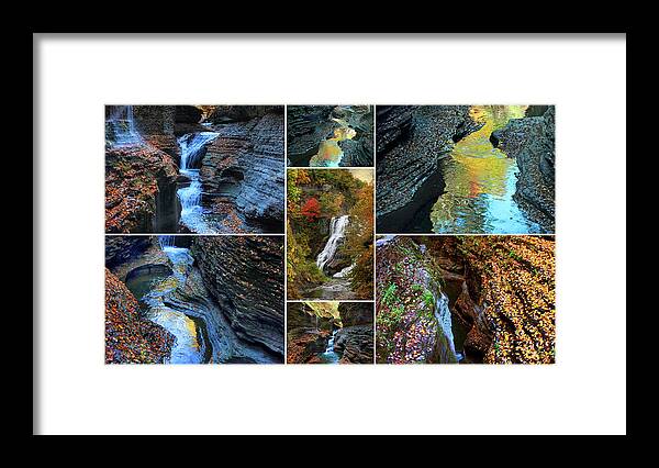 Finger Lakes Framed Print featuring the photograph Finger Lakes Gorges Collage by Jessica Jenney