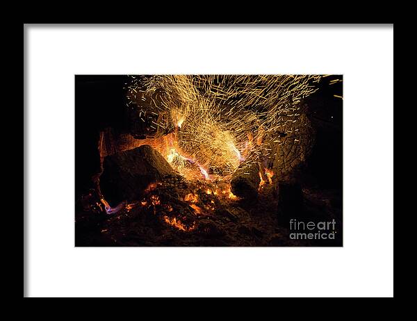 Fire Framed Print featuring the photograph Fire and flames 2 by Adriana Mueller