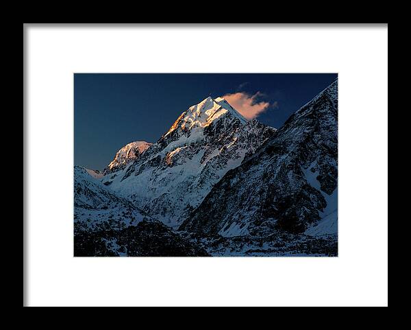 Mt Cook Framed Print featuring the photograph Fire and Ice - Mount Cook National Park, South Island, New Zealand by Earth And Spirit