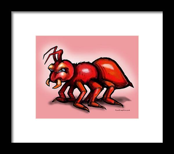 Ant Framed Print featuring the digital art Fire Ant by Kevin Middleton