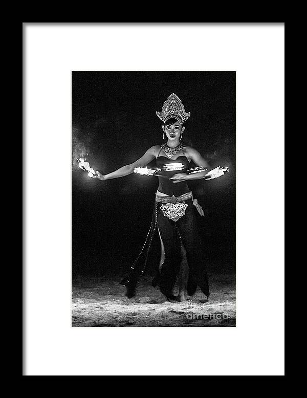 Black And White Framed Print featuring the photograph Fire Dance - bw by Werner Padarin