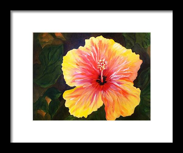Hibiscus Framed Print featuring the painting Fire Dancer by Juliette Becker