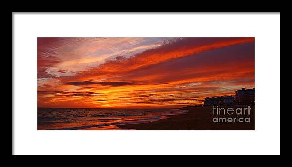 Fuego En El Cielo Framed Print featuring the photograph Fire in the Rota Sky by Tony Lee