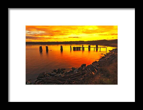 Friday Harbor Washington Framed Print featuring the photograph Fire in the Water by Thomas Ashcraft