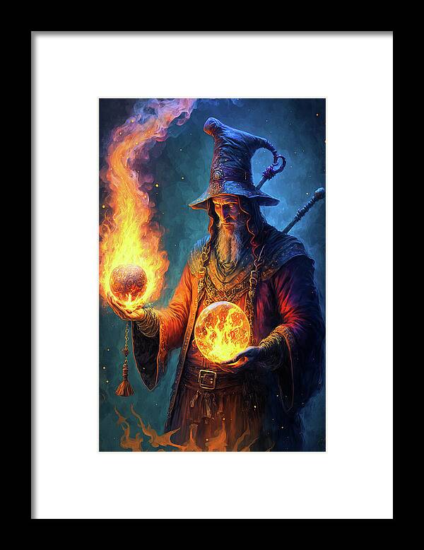 Magician Framed Print featuring the digital art Fire Magician 01 by Matthias Hauser