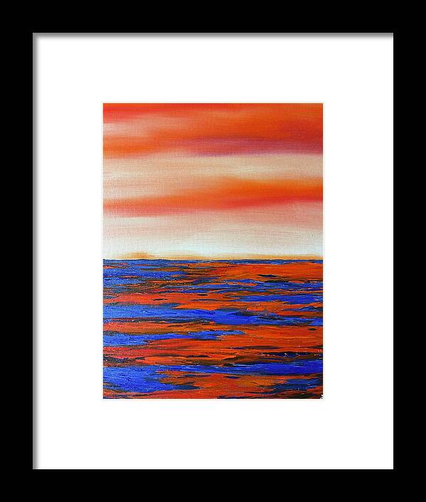Blue Framed Print featuring the painting Fire On The Water by Lisa White