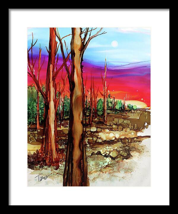  Framed Print featuring the painting Fire Sky by Julie Tibus