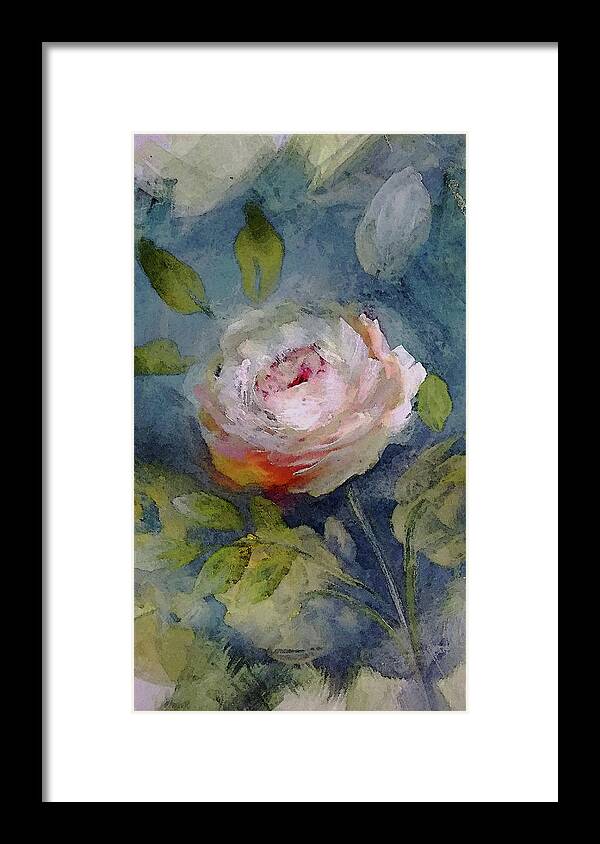 Fire Framed Print featuring the painting Fire White Rose by Lisa Kaiser