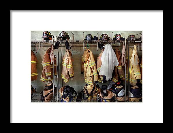 Fireman Art Framed Print featuring the photograph Firemen - Fire proof by Mike Savad
