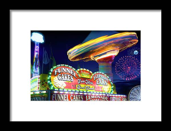 Carnival Framed Print featuring the photograph Fireworks at the State Fair by Mark Andrew Thomas