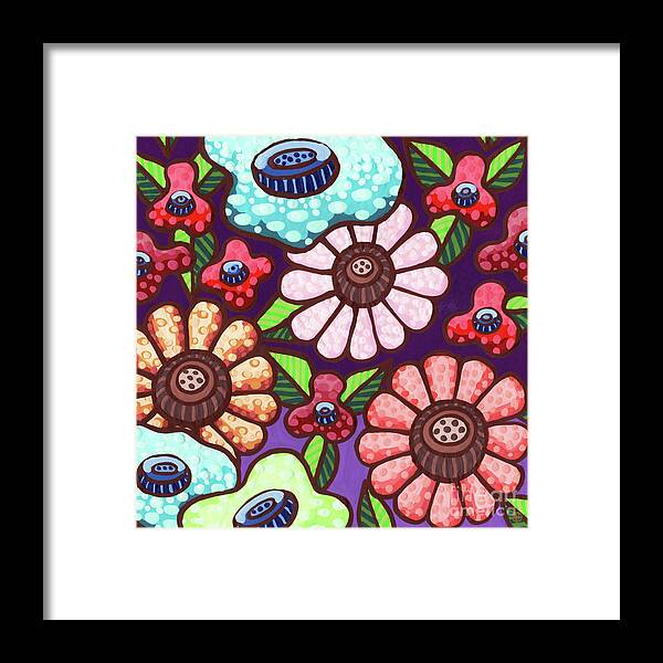 Flower Framed Print featuring the painting Fireworks. The Color Carnival Floral Painting Series by Amy E Fraser