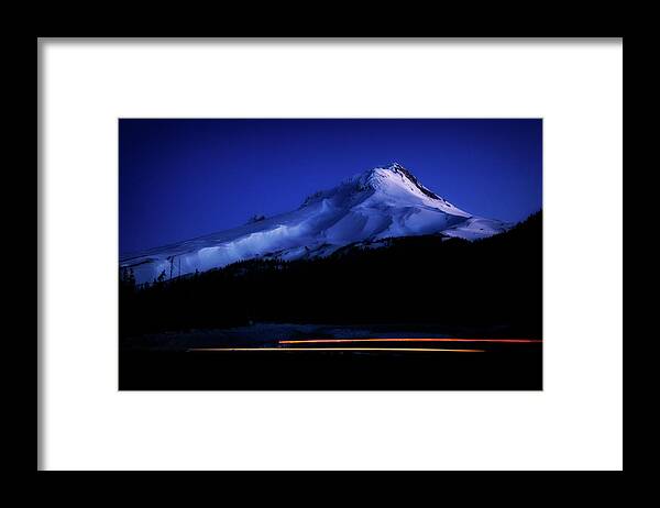 Oregon Framed Print featuring the photograph First Light of Day on Mt. Hood by Cat Connor