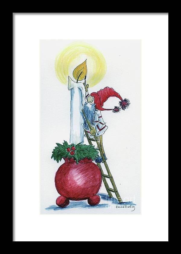 Gnome Framed Print featuring the painting First of Advent by Eva Ason