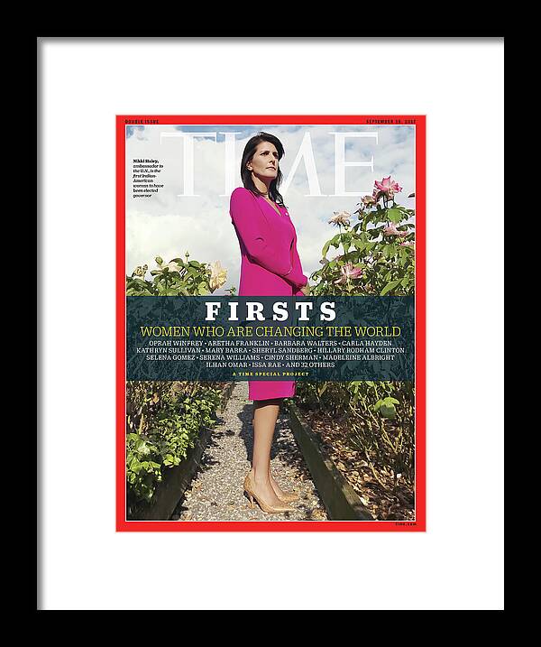 Nikki Haley Framed Print featuring the photograph Firsts - Women Who Are Changing the World, Nikki Haley by Photograph by Luisa Dorr for TIME