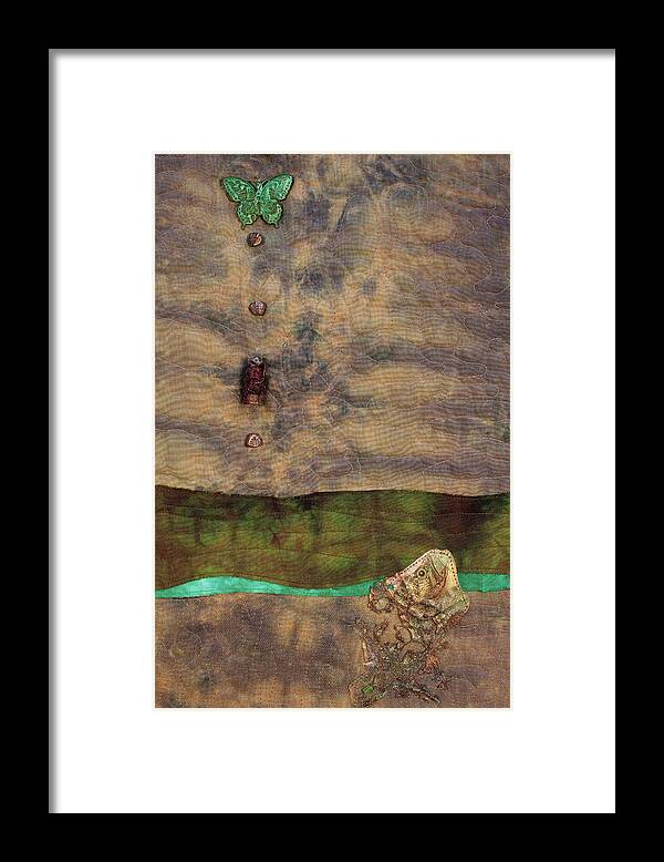 Fiber Art Framed Print featuring the mixed media Fish and Game 2 by Vivian Aumond
