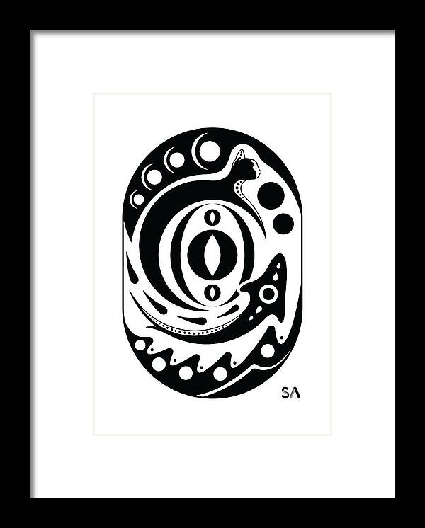 Black And White Framed Print featuring the digital art Fish Cat by Silvio Ary Cavalcante