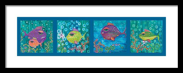 Fish School Framed Print featuring the digital art Fish School by Tanielle Childers