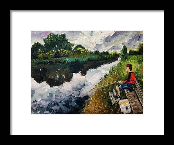 Fishing Framed Print featuring the painting Fishing in Groningen by Roxy Rich