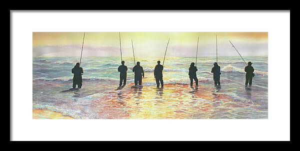 Surf Casting Framed Print featuring the painting Fishing Line by Marguerite Chadwick-Juner