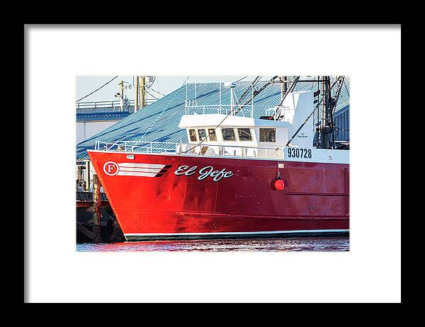 Fishing Framed Print featuring the photograph Fishing Vessel El Jefe at Dock in Beaufort NC by Bob Decker