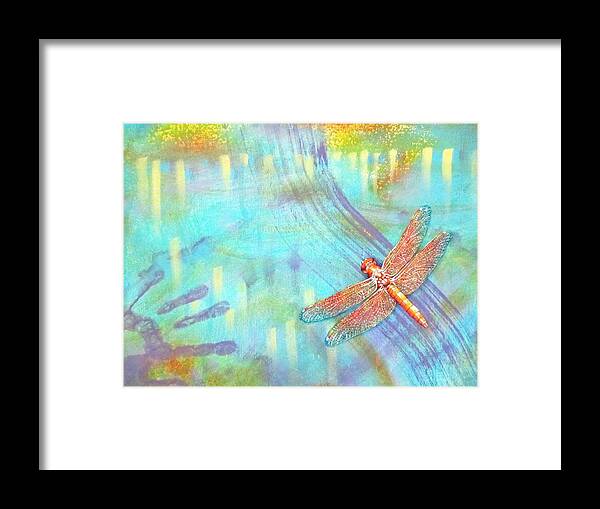 Dragonfly Framed Print featuring the painting Flame Dragonfly by Pamela Kirkham